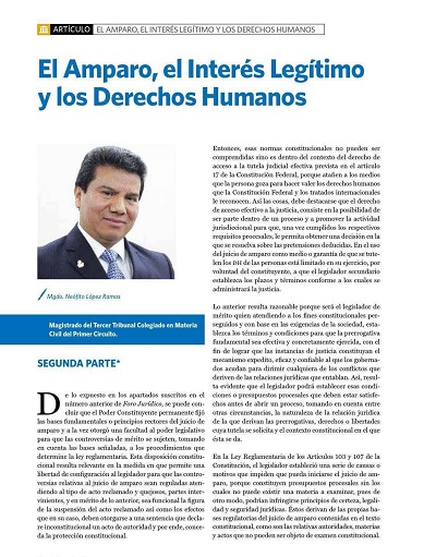 El amparo, el interés legitimo y los derechos humanos 2a parte
