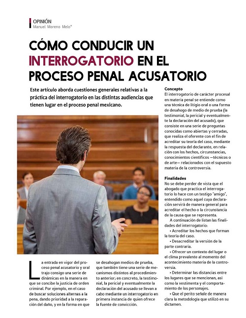 Cómo conducir un interrogatorio en el Proceso Penal Acusatorio