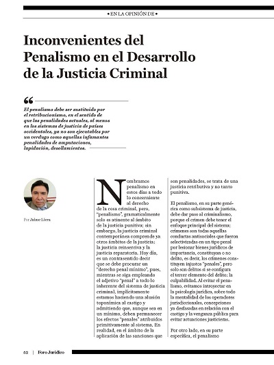 Inconvenientes del Penalismo en el Desarrollo de la Justicia Criminal