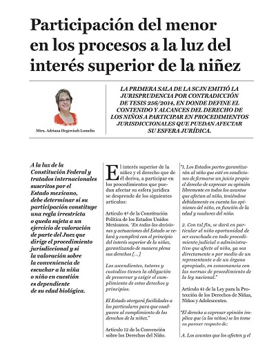 Participación del menor en los procesos a la luz del interés superior de la niñez - Adriana Hegewisch Lomelín