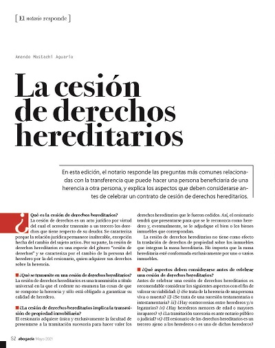 La cesión de derechos hereditarios