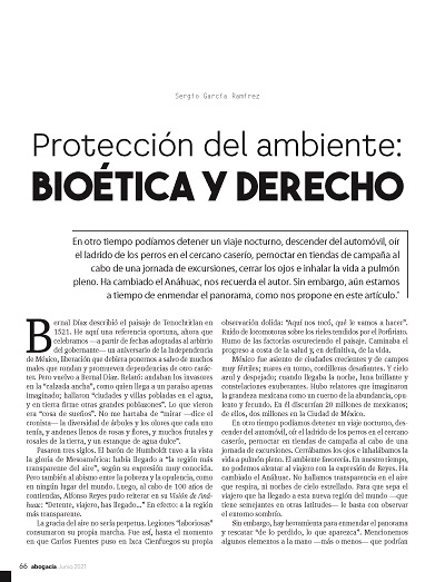 Protección del ambiente, bioética y derecho